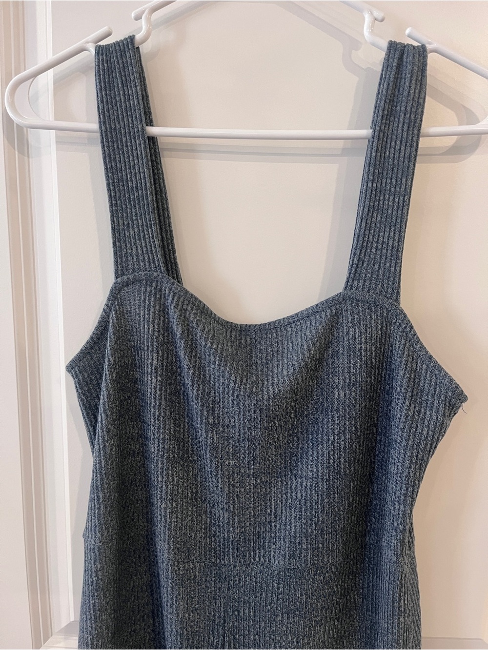 Target Wild Fable Heathered Blue Ribbed Knit Square Neck Wide Leg Jumpsuit M - Picture 2 of 9